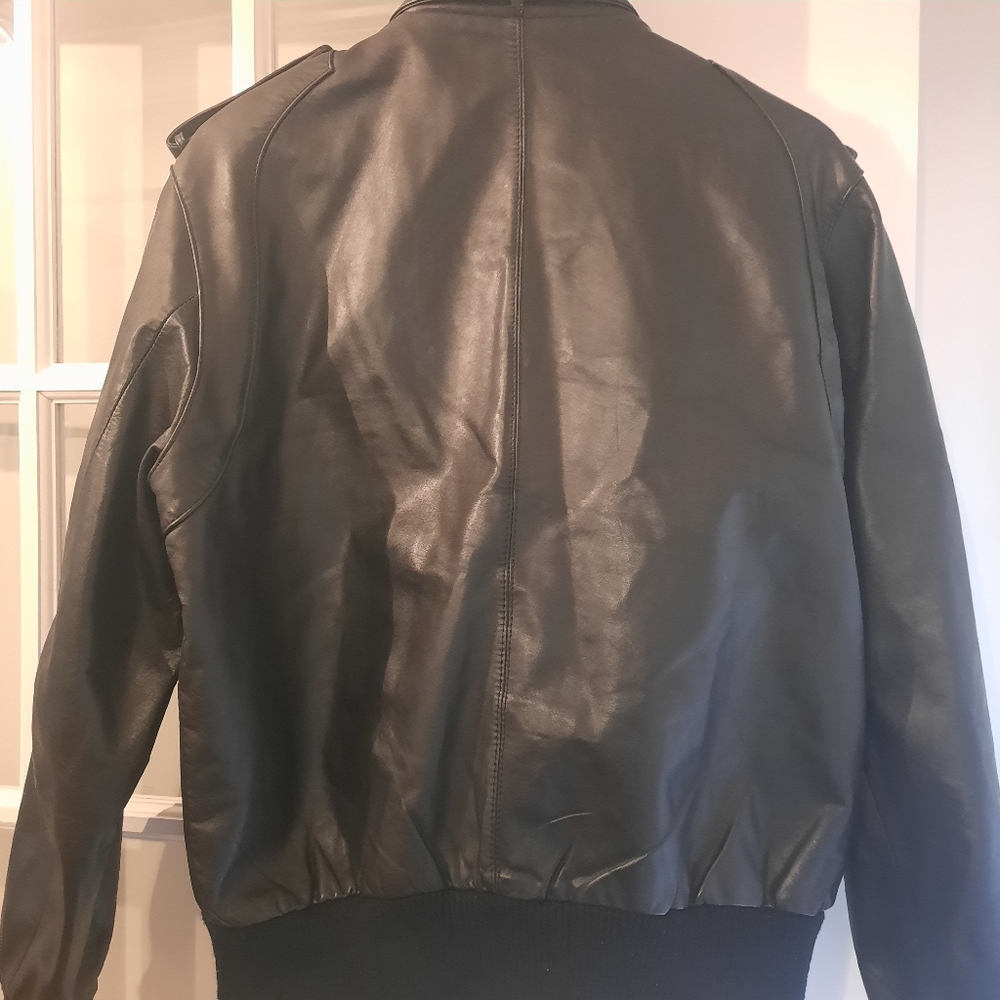 Men's Black Leather Jacket - Picture 7 of 16